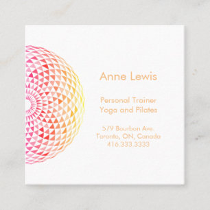 Bright Colourful Square Mandala Business Card