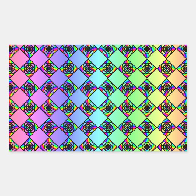 Bright Colourful Stained Glass Style Pattern. Rectangular Sticker (Front)
