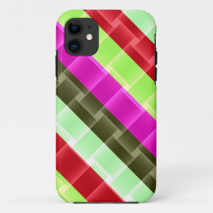 Bright Colourful Stripes Pattern (Lime, Red, Pink) iPhone 11 Case
