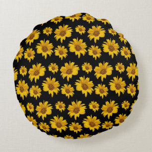 Bright, Colourful Sunflower Reversible  Round Cushion