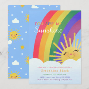 Bright Colourful Sunshine Rainbow Baby Shower Invitation