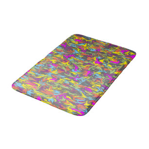 Bright Colourful Swirls on Dark Grey Memory Foam Bath Mat