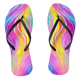 Bright Colourful Swirly Pattern Flip Flops