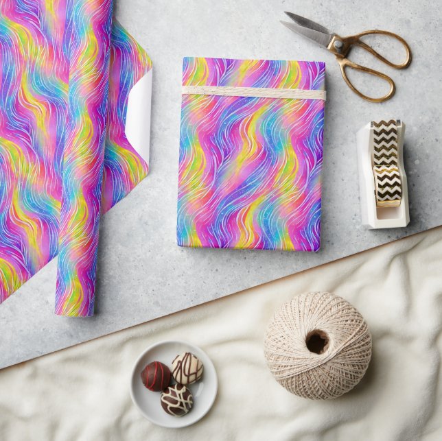 Bright Colourful Swirly Pattern Wrapping Paper (Crafts)