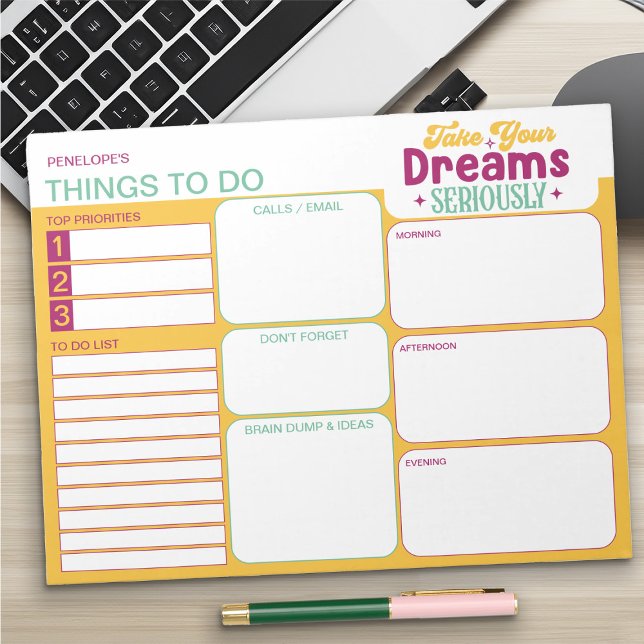 Bright Colourful Things To Do List Daily Planner Notepad (Bright and Colorful To Do List Daily Planner by Darling & May)