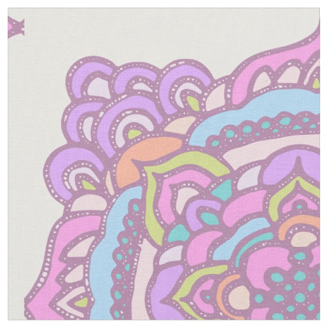 Bright Colourful Tracery Ornament Fabric (Close Up)