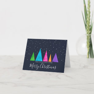 Bright Colourful Tree Snow Holiday Christmas Card