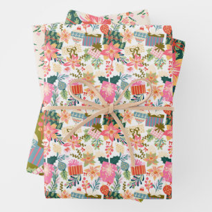 bright colourful trendy christmas holiday wrapping paper sheet