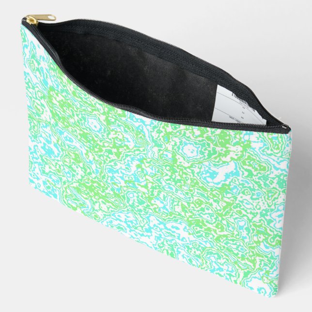 Bright Colourful Trippy Swirly Abstract Boho Marbl Accessory Pouch (Open)