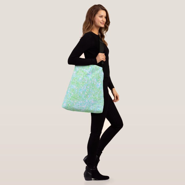 Bright Colourful Trippy Swirly Abstract Boho Marbl Crossbody Bag (On Model)
