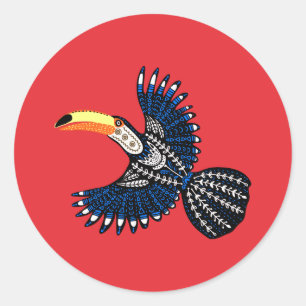 Bright Colourful Tropical Jungle Toucan Bird Classic Round Sticker