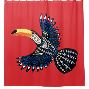 Bright Colourful Tropical Jungle Toucan Bird Shower Curtain
