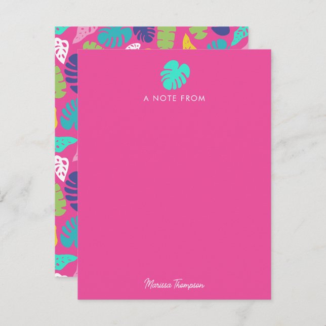 Bright Colourful Tropical Summer Leaves Pattern Card (Front/Back)