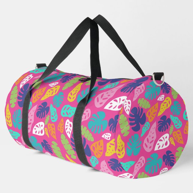 Bright Colourful Tropical Summer Leaves Pattern Duffle Bag (Left Corner)