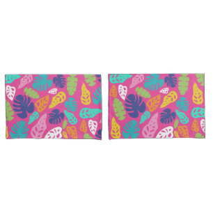 Bright Colourful Tropical Summer Leaves Pattern Pillowcase