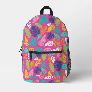 Bright Colourful Tropical Summer Leaves Pattern Printed Backpack