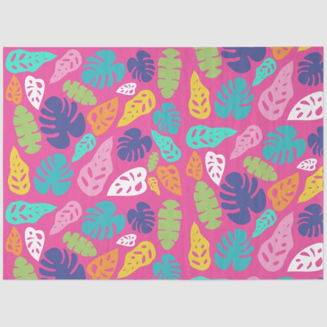 Bright Colourful Tropical Summer Leaves Pattern Tissue Paper (Front)