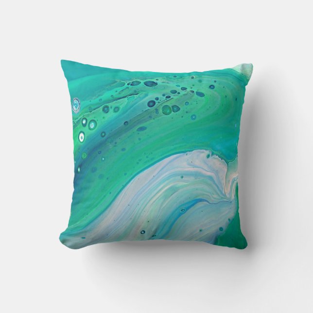 Bright Colourful Turquoise Blue Purple Violet Swir Cushion (Front)