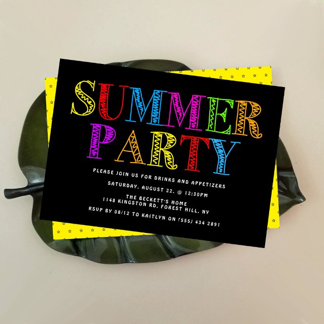 Bright & Colourful Typography Summer Party Invitation (Creator Uploaded)