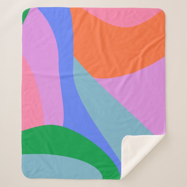 Bright Colourful Vibrant Playful Abstract Shapes Sherpa Blanket (Front)