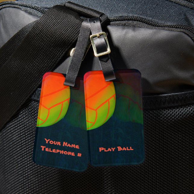 Bright Colourful Volleyball Dark Blue Luggage Tag (Creator Uploaded)