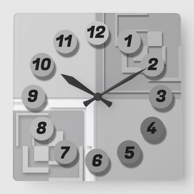 Bright colourful watch square wall clock (Front)