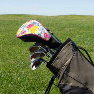 Bright Colourful Watercolor Floral Pattern Golf Head Cover