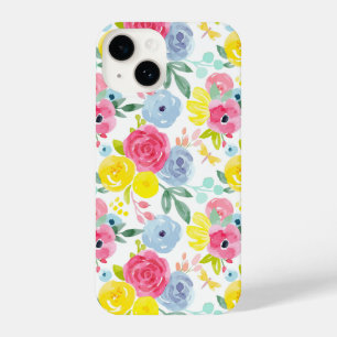 Bright Colourful Watercolor Floral Pattern iPhone 14 Case