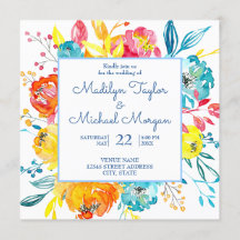 Bright Colourful Watercolor Floral Wedding