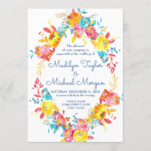 Bright Colourful Watercolor Floral Wedding
