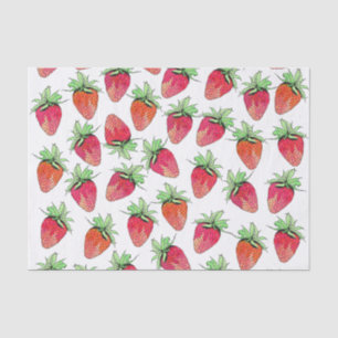 Bright Colourful Watercolor Fruity Strawberries Tissue Paper