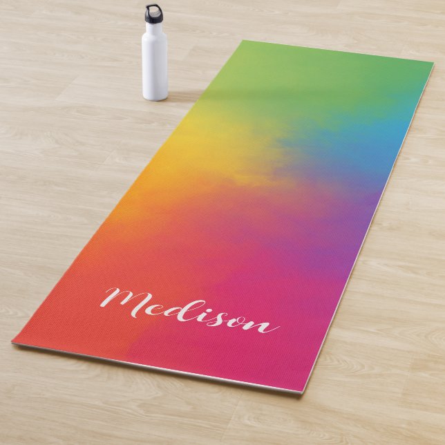 Bright Colourful Watercolor Rainbow  Yoga Mat (In Situ)