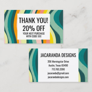 Bright Colourful Waves Handmade ORDER THANK YOU Business Card