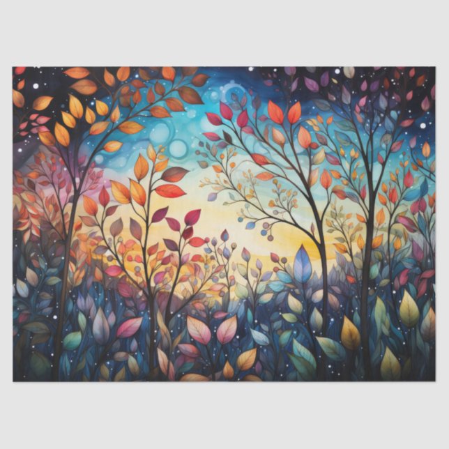 Bright, Colourful Whimsical Autumn Leaves Decoupag Tissue Paper (Front)