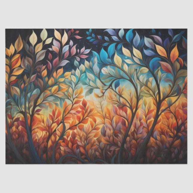 Bright, Colourful Whimsical Autumn Leaves Decoupag Tissue Paper (Front)