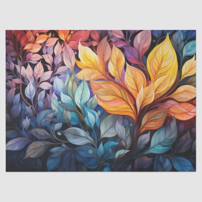 Bright, Colourful Whimsical Autumn Leaves Decoupag Tissue Paper (Front)