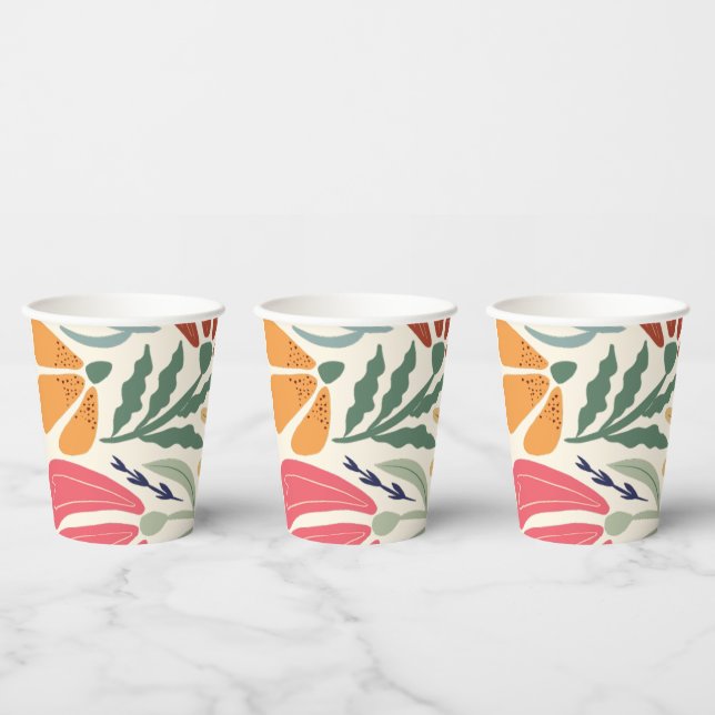 Bright Colourful Wildflower Abstract Floral Party Paper Cups (Multi)