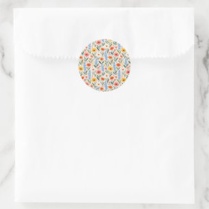 Bright Colourful Wildflowers Classic Round Sticker