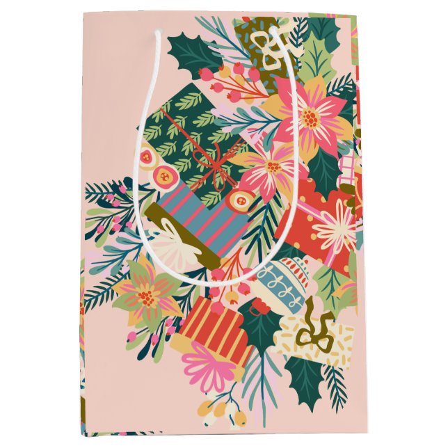 bright colourful wishes | christmas holiday medium gift bag (Front)