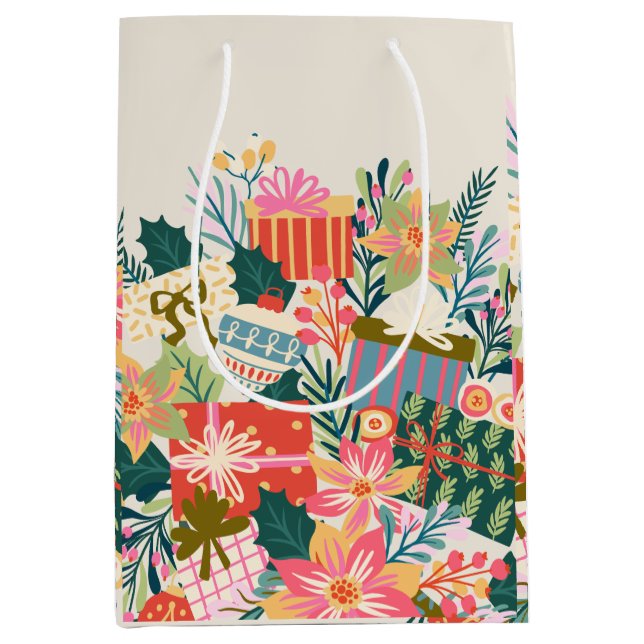 bright colourful wishes | christmas holiday medium gift bag (Front)