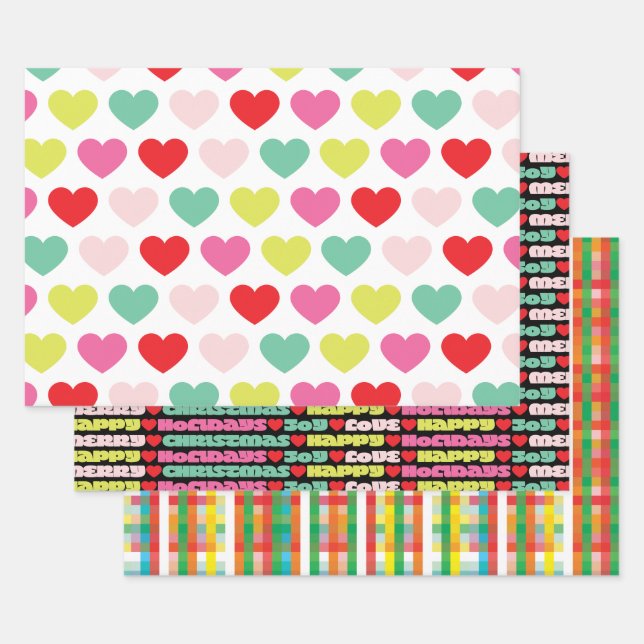 bright colourful wishes | christmas holiday wrapping paper sheet (Set)