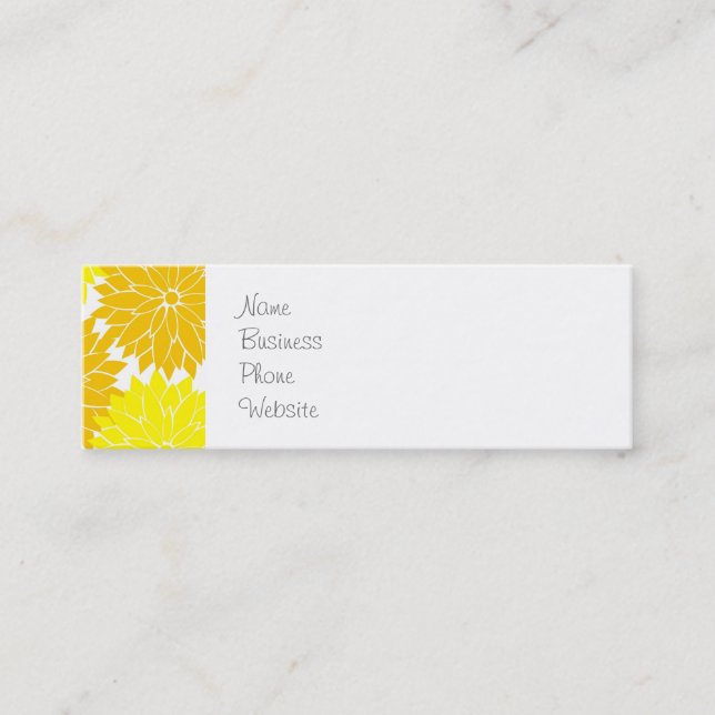 Bright Colourful Yellow Flower Blossoms Floral Mini Business Card (Front)