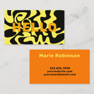 Bright Colourful Yellow Orange Black Modern Hello Business Card
