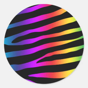 Bright Colourful Zebra Stripes Classic Round Sticker
