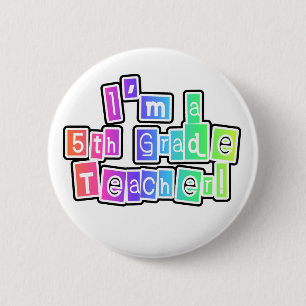 Bright Colours 5th Grade Teacher 6 Cm Round Badge
