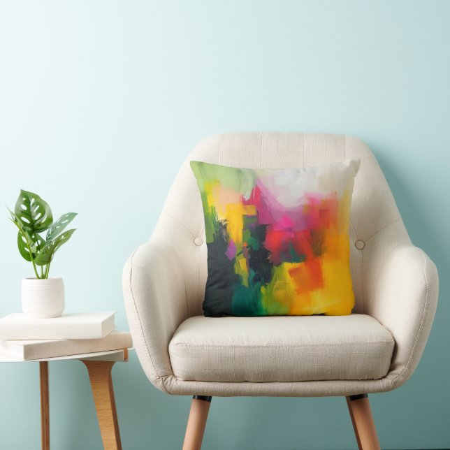 Bright Colours Abstract Art Cushion (Chair)