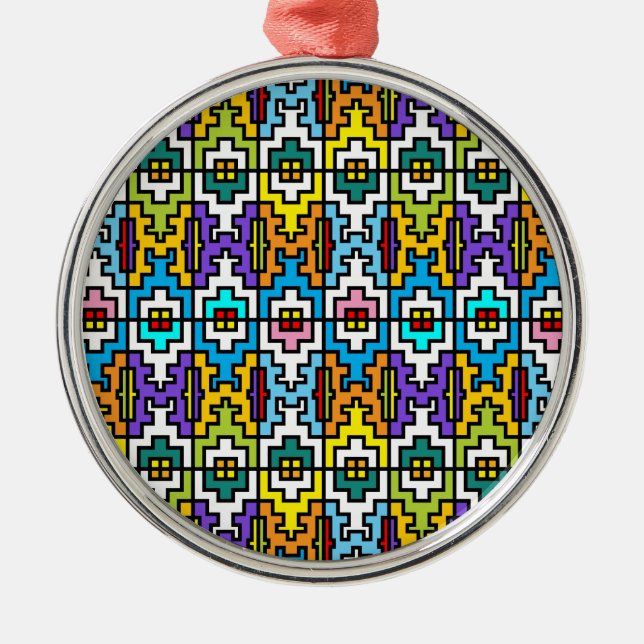 Bright colours African pattern Metal Tree Decoration (Front)