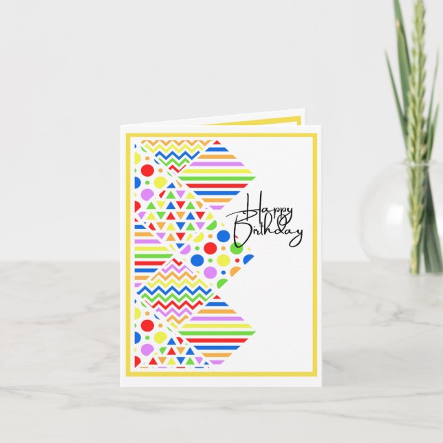 Bright Colours and Patterns - Birthday Card (Front)
