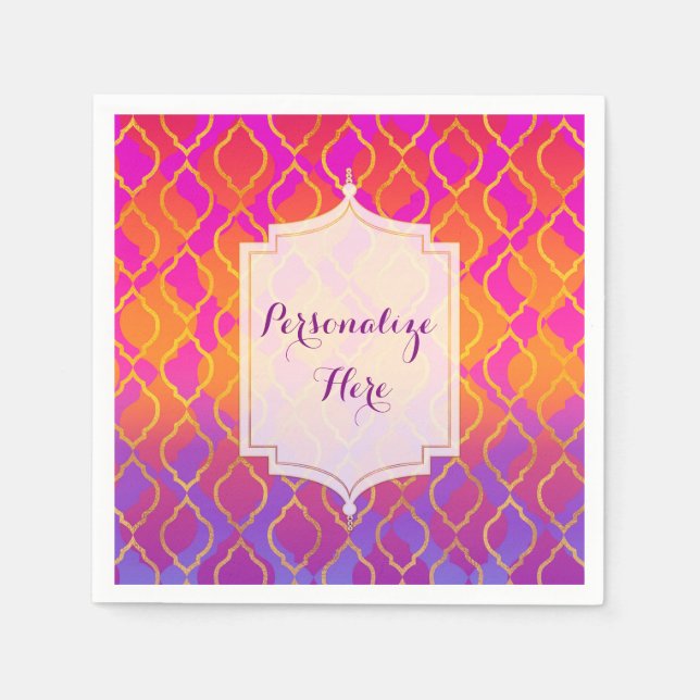 Bright Colours Arabian Moroccan Glam Indian Party Napkin (Front)