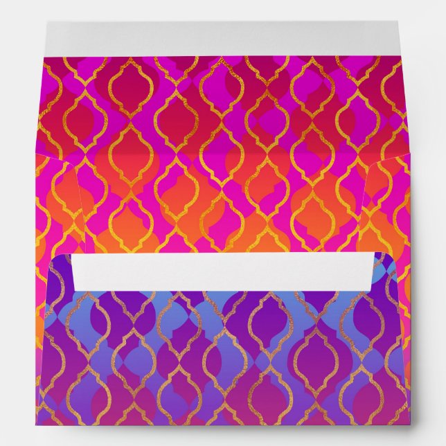 Bright Colours Arabian Moroccan Glam Invitation Envelopes (Back (Bottom))